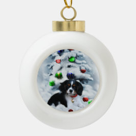 カバリエールキングチャールズスパニエル犬クリスマス セラミックボールオーナメント