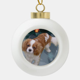 カバリエールキングチャールズスパニエル犬クリスマス セラミックボールオーナメント