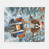 カバリエールキングチャールズスパニエル犬クリスマス フリースブランケット (正面(横))