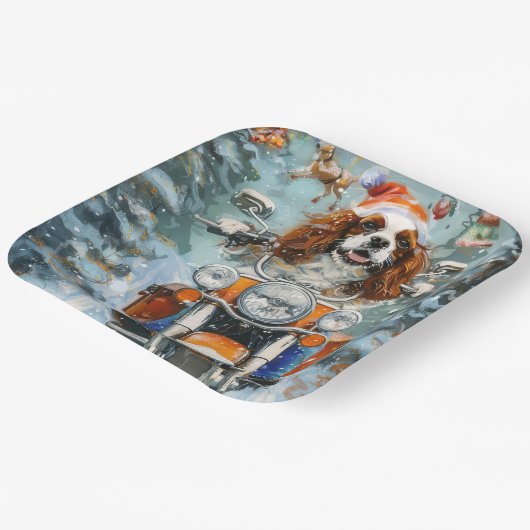 カバリエールキングチャールズスパニエル犬クリスマス ペーパープレート (傾斜あり)