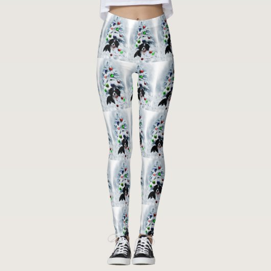 カバリエールキングチャールズスパニエル犬クリスマス レギンス (正面)