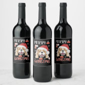 カバリエールキングチャールズスパニエル犬クリスマス ワインラベル (ボトル)