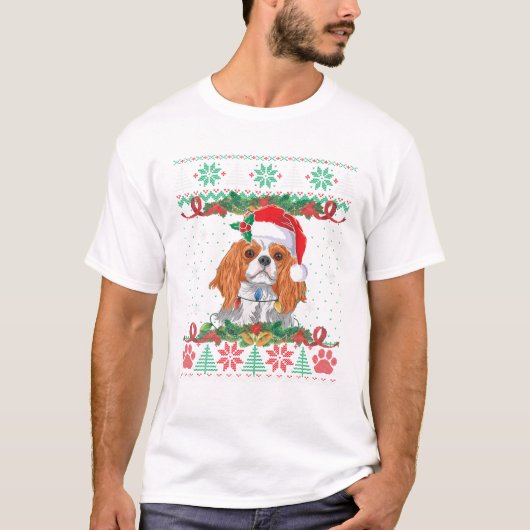 カバリエールキングチャールズスパニエル犬クリスマス Tシャツ (正面)