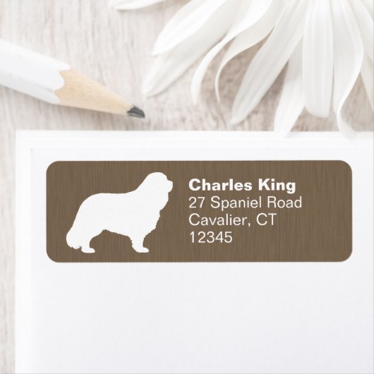 カバリエールキングチャールズスパニエル犬シルエットアドレス ラベル (インサイチュ)