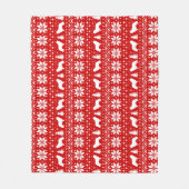 カバリエールキングチャールズスパニエル犬シルエット フリースブランケット (正面)