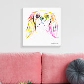 カバリエールキングチャールズスパニエル犬ドッグア絵画ート キャンバスプリント (インサイチュ (リビング))