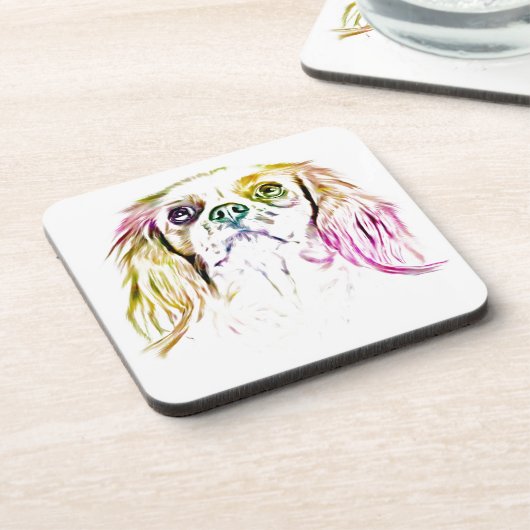 カバリエールキングチャールズスパニエル犬ドッグア絵画ート コースター (左側)