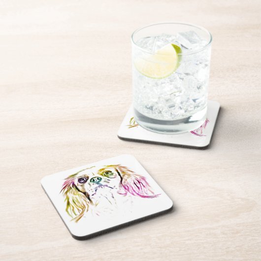 カバリエールキングチャールズスパニエル犬ドッグア絵画ート コースター (右側)