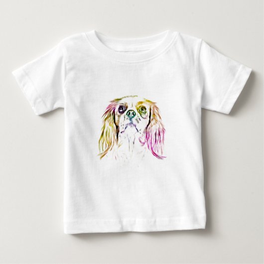カバリエールキングチャールズスパニエル犬ドッグア絵画ート ベビーTシャツ (正面)