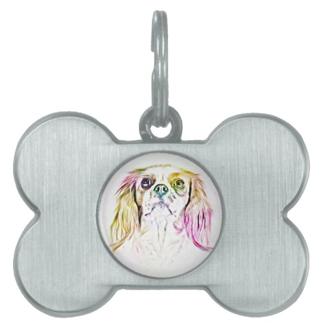 カバリエールキングチャールズスパニエル犬ドッグア絵画ート ペットネームタグ (正面)