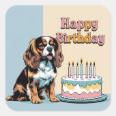 カバリエールキングチャールズスパニエル犬ドッグカラフル スクエアシール (正面)