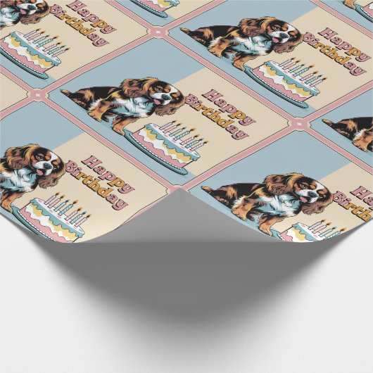 カバリエールキングチャールズスパニエル犬ドッグカラフル ラッピングペーパー (角)