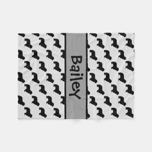 カバリエールキングチャールズスパニエル犬ドッグシルエット フリースブランケット (正面(横))