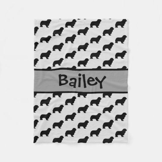 カバリエールキングチャールズスパニエル犬ドッグシルエット フリースブランケット (正面)