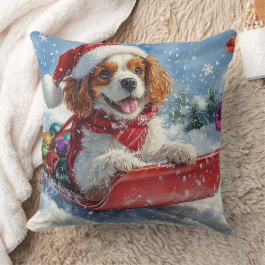 カバリエールキングチャールズスパニエル犬ドッグスレッジクリスマス クッション (ブランケット)