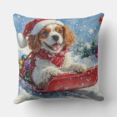 カバリエールキングチャールズスパニエル犬ドッグスレッジクリスマス クッション (裏面)