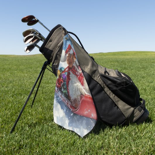 カバリエールキングチャールズスパニエル犬ドッグスレッジクリスマス ゴルフタオル (グリーン)