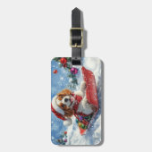 カバリエールキングチャールズスパニエル犬ドッグスレッジクリスマス ラゲッジタグ (正面縦)