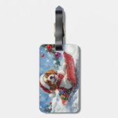 カバリエールキングチャールズスパニエル犬ドッグスレッジクリスマス ラゲッジタグ (裏面縦)