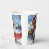 カバリエールキングチャールズスパニエル犬ドッグスレッジクリスマス 紙コップ (右)