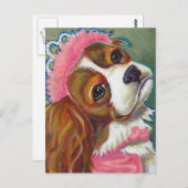 カバリエールキングチャールズスパニエル犬ドッグプリンセスアート ポストカード (正面/裏面)