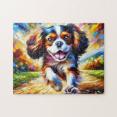 カバリエールキングチャールズスパニエル犬ドッグポートレートアクリル ジグソーパズル (横)