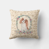 カバリエールキングチャールズスパニエル犬ドッグポープリントフローラ クッション (裏面)