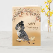 カバリエールキングチャールズスパニエル犬ハットサンクスギビング カード (黄色い花)