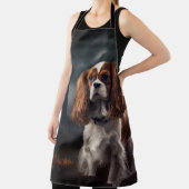 カバリエールキングチャールズスパニエル犬ハロウィンホラー エプロン (インサイチュ)