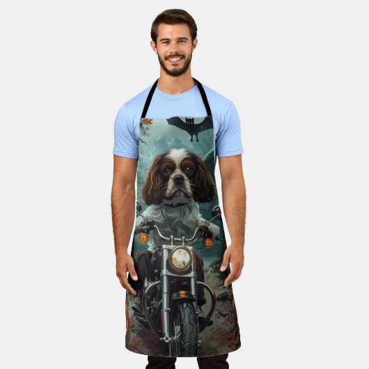 カバリエールキングチャールズスパニエル犬ハロウィンホラー エプロン (着用した状態)