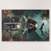 カバリエールキングチャールズスパニエル犬ハロウィンホラー ジグソーパズル (横)