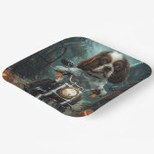 カバリエールキングチャールズスパニエル犬ハロウィンホラー ペーパープレート (傾斜あり)