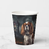 カバリエールキングチャールズスパニエル犬ハロウィンホラー 紙コップ (裏面)
