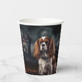 カバリエールキングチャールズスパニエル犬ハロウィンホラー 紙コップ (正面)