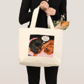 カバリエールキングチャールズスパニエル犬パピーズ ラージトートバッグ (正面(商品))