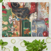 カバリエールキングチャールズスパニエル犬ベーキングクリスマス キッチンタオル (折り畳み)