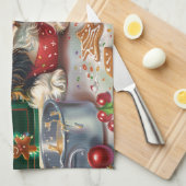 カバリエールキングチャールズスパニエル犬ベーキングクリスマス キッチンタオル (四つ折り)