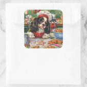 カバリエールキングチャールズスパニエル犬ベーキングクリスマス スクエアシール (バッグ)