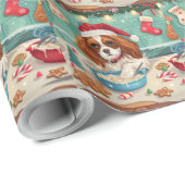 カバリエールキングチャールズスパニエル犬ベーキングクリスマス ラッピングペーパー (ロールコーナー)