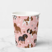 カバリエールキングチャールズスパニエル犬ポーズアンドボーンズ紙 紙コップ (左)