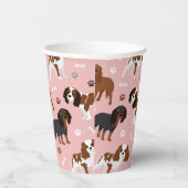 カバリエールキングチャールズスパニエル犬ポーズアンドボーンズ紙 紙コップ (右)