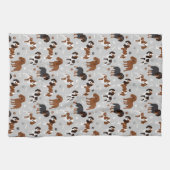 カバリエールキングチャールズスパニエル犬ポーズアンドボーンズ キッチンタオル (横)