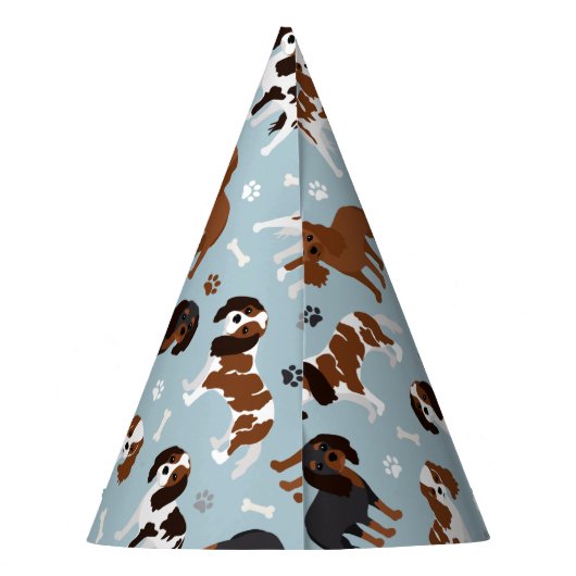 カバリエールキングチャールズスパニエル犬ポーズアンドボーンズ パーティーハット (裏面)