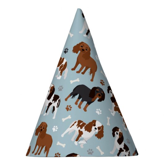 カバリエールキングチャールズスパニエル犬ポーズアンドボーンズ パーティーハット (右)
