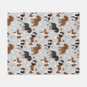 カバリエールキングチャールズスパニエル犬ポーズアンドボーンズ フリースブランケット (正面(横))