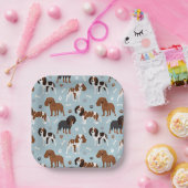 カバリエールキングチャールズスパニエル犬ポーズアンドボーンズ ペーパープレート (パーティー)