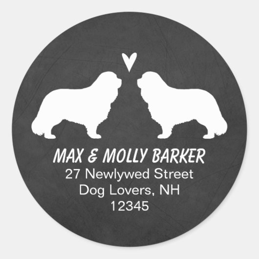 カバリエールキングチャールズスパニエル犬差出人住所 ラウンドシール (正面)