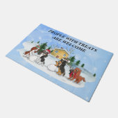 カバリエールキングチャールズスパニエル犬建物ア雪だるま ドアマット (アングル)