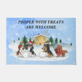 カバリエールキングチャールズスパニエル犬建物ア雪だるま ドアマット (正面)