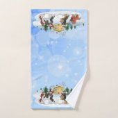 カバリエールキングチャールズスパニエル犬建物ア雪だるま バスタオルセット (ハンドタオル)